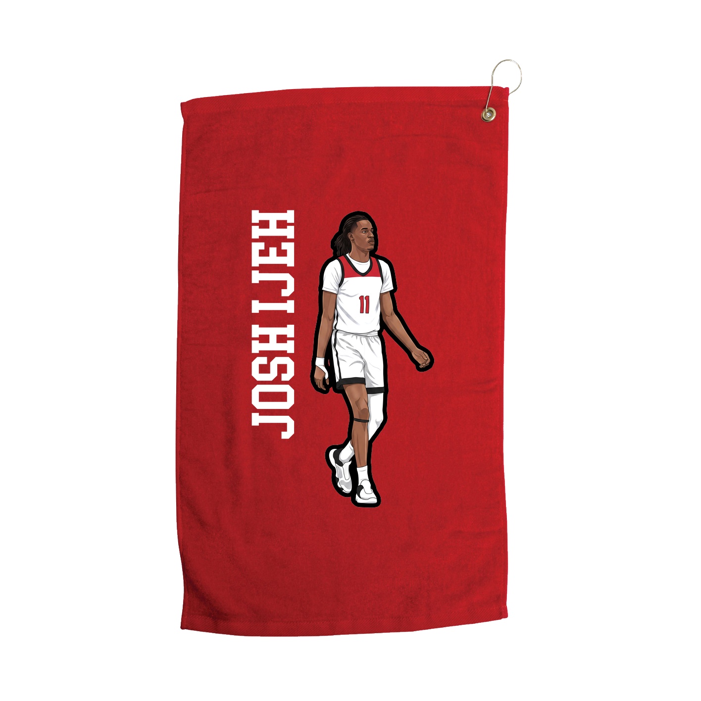 Golf Towel — Name Vertical in Red