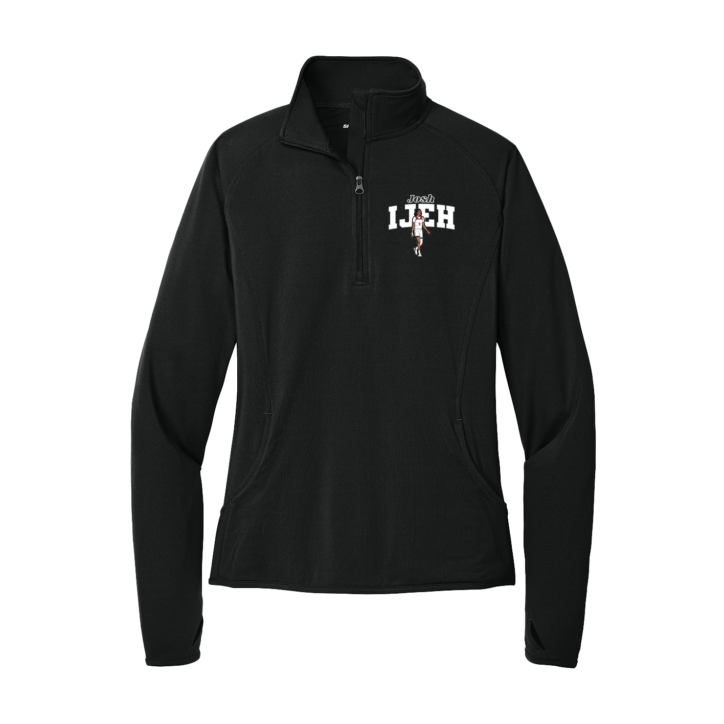 Women's Q-Zip Pullover — Name Arch in Black