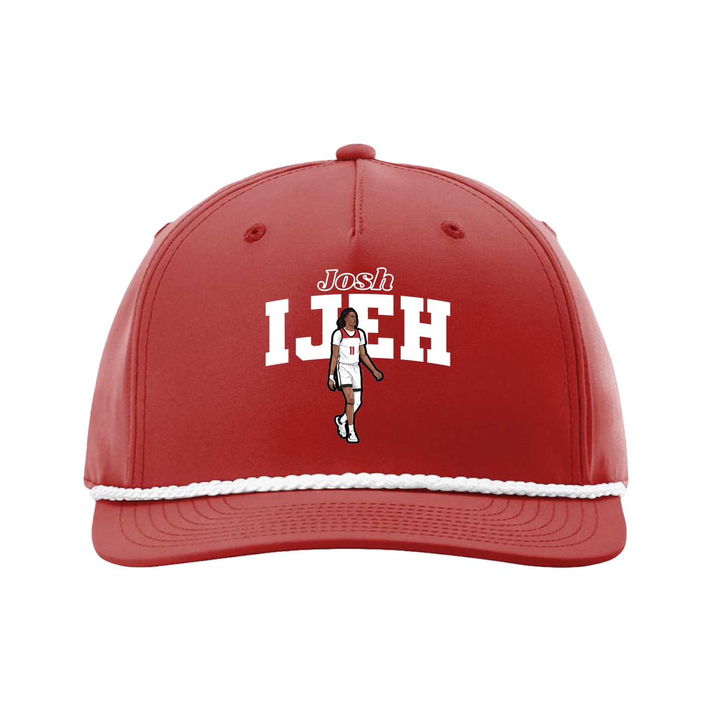 Five-Panel Classic Rope Cap — Name Arch in Red