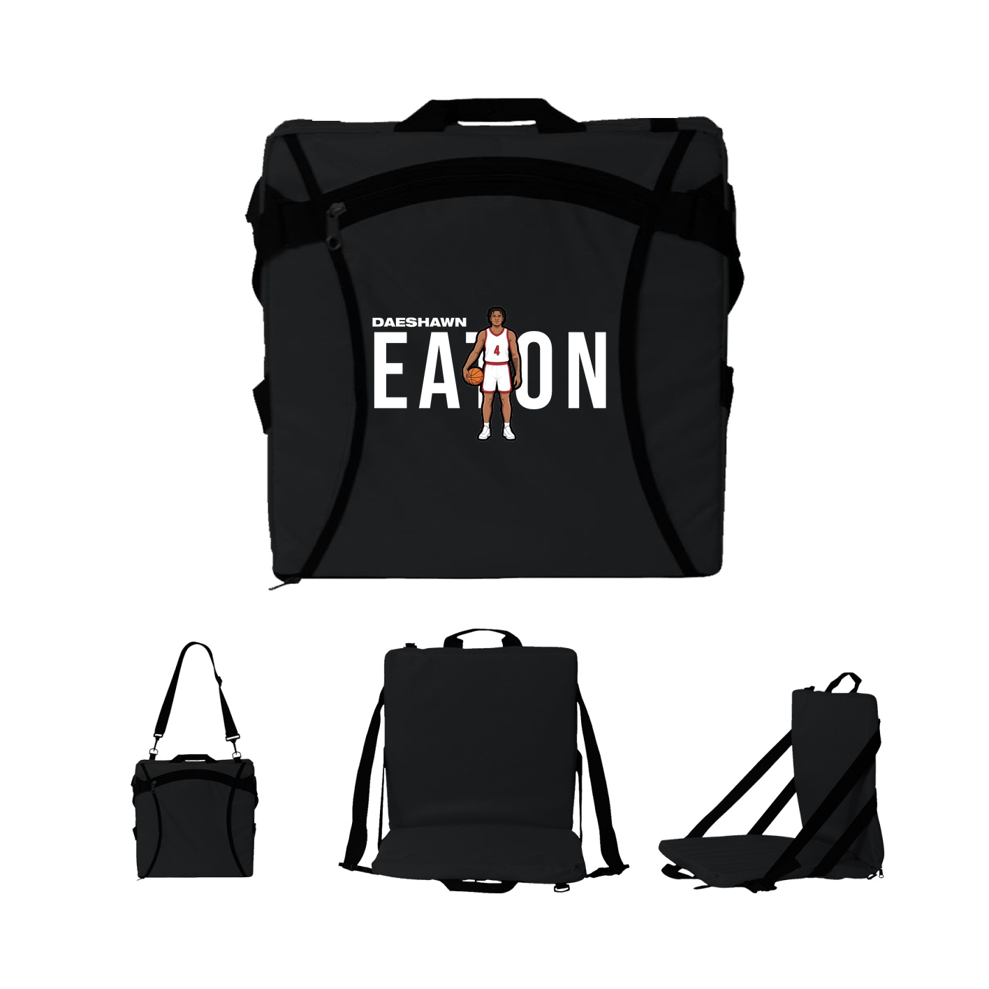 Folding Stadium Seat — Player Name in Black
