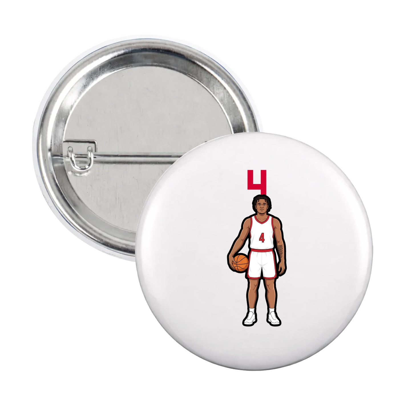 Game Day Button — Number Top in White