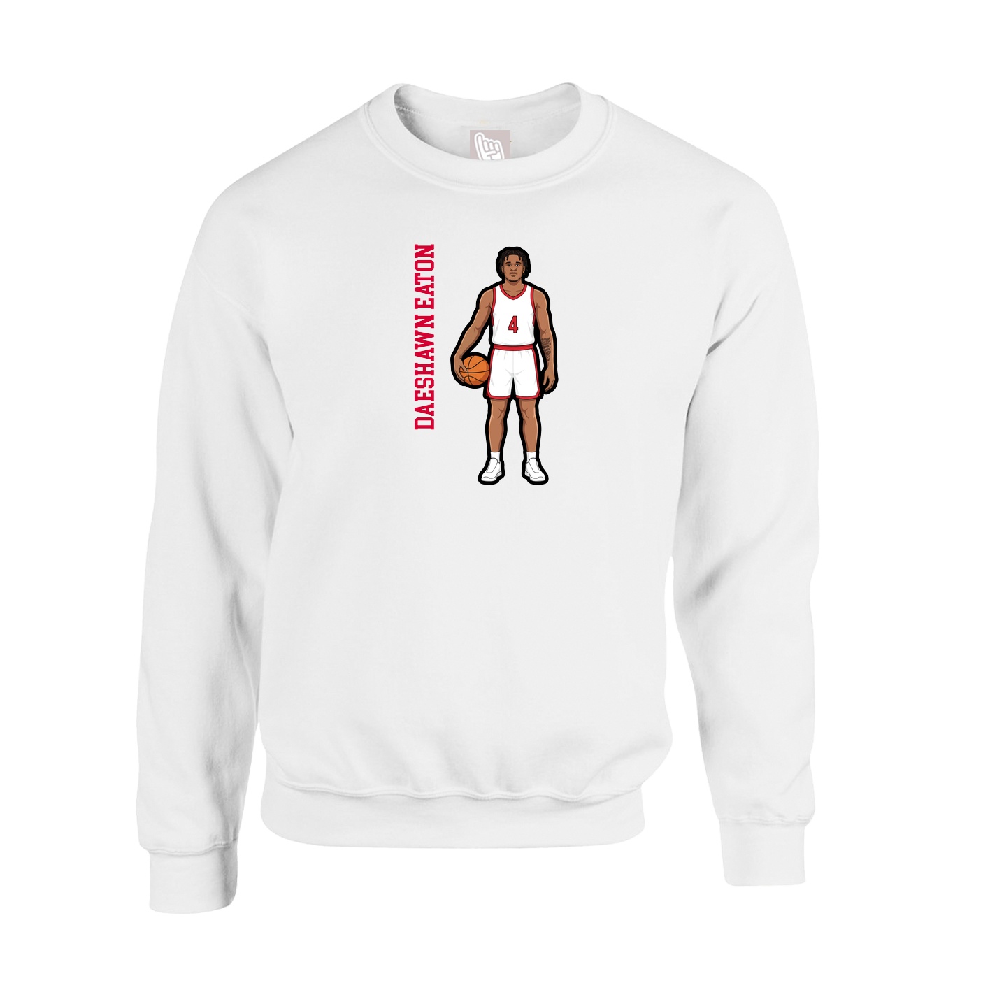 Fleece Crew — Name Vertical in White