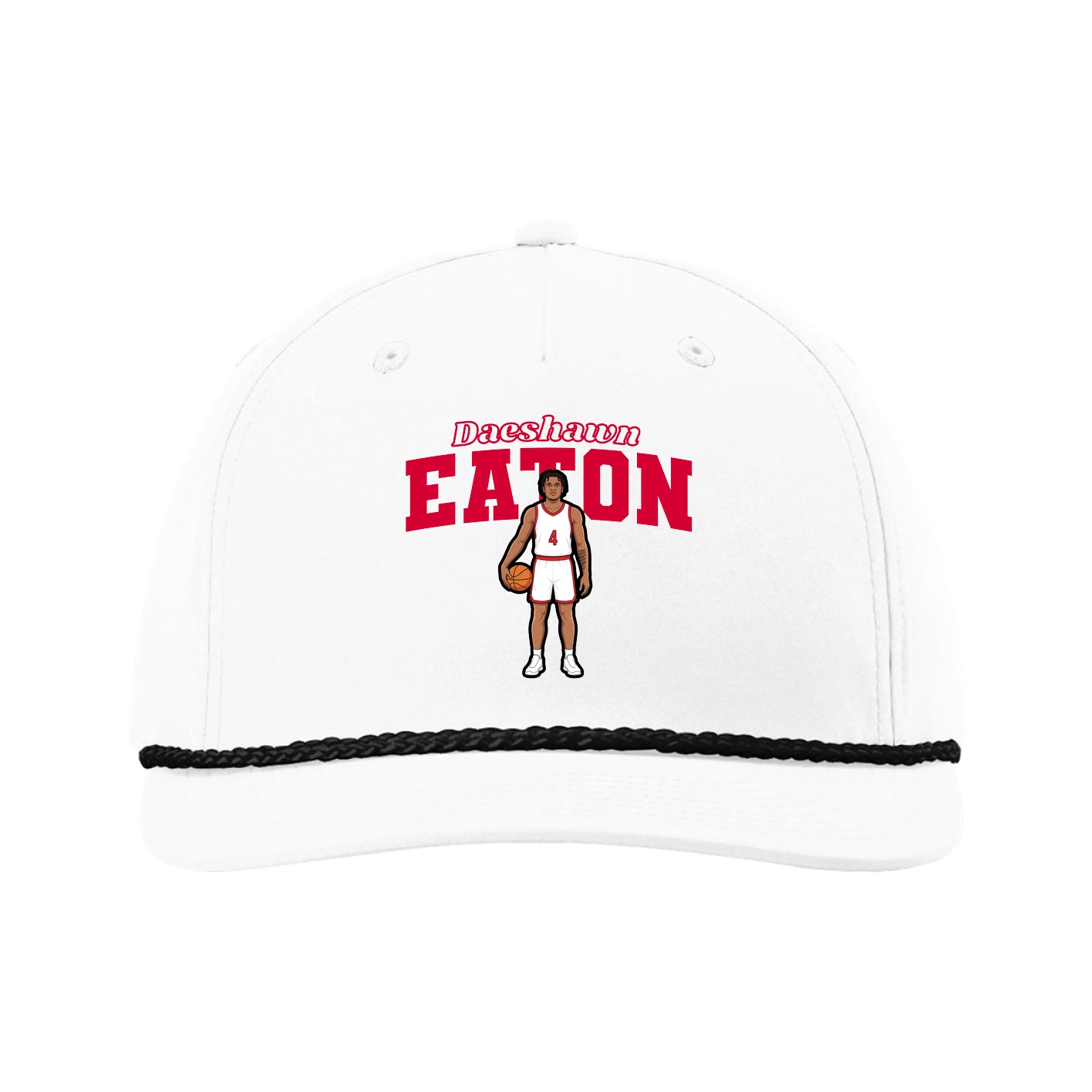 Five-Panel Classic Rope Cap — Name Arch in White
