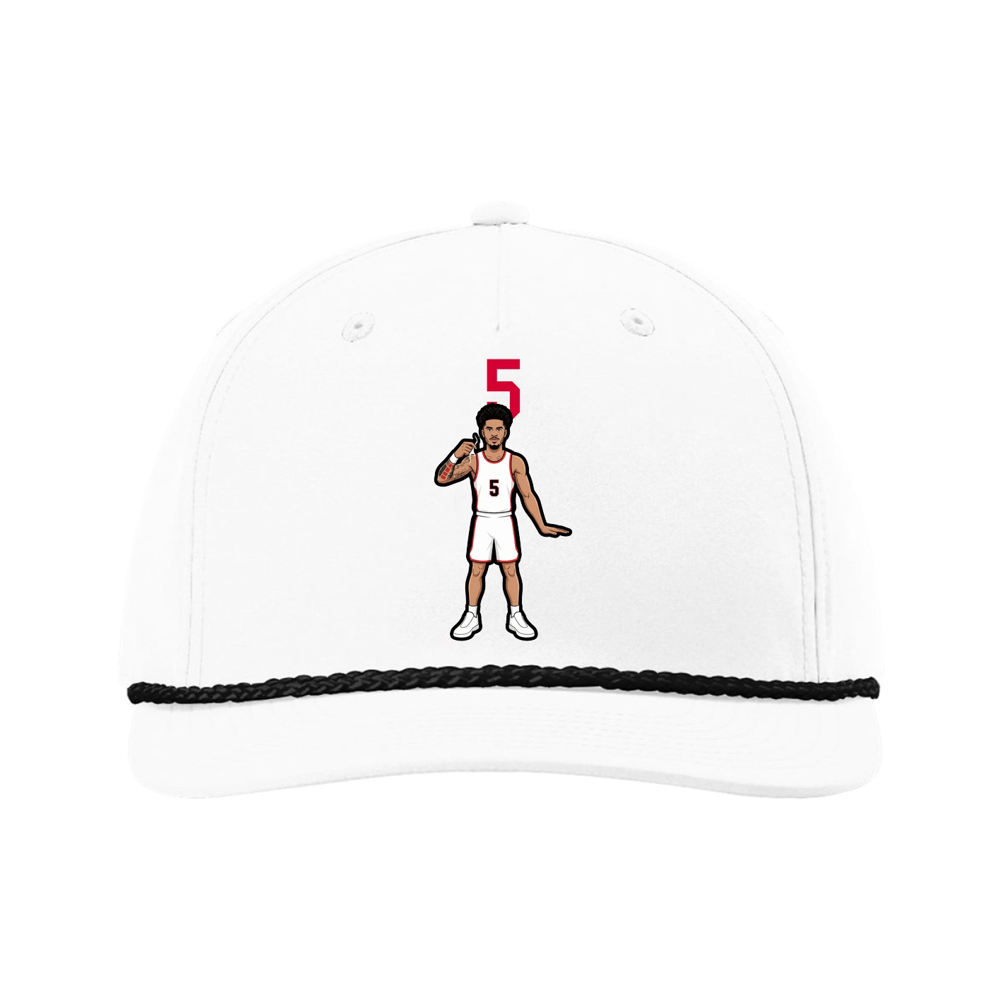 Five-Panel Classic Rope Cap — Number Top in White
