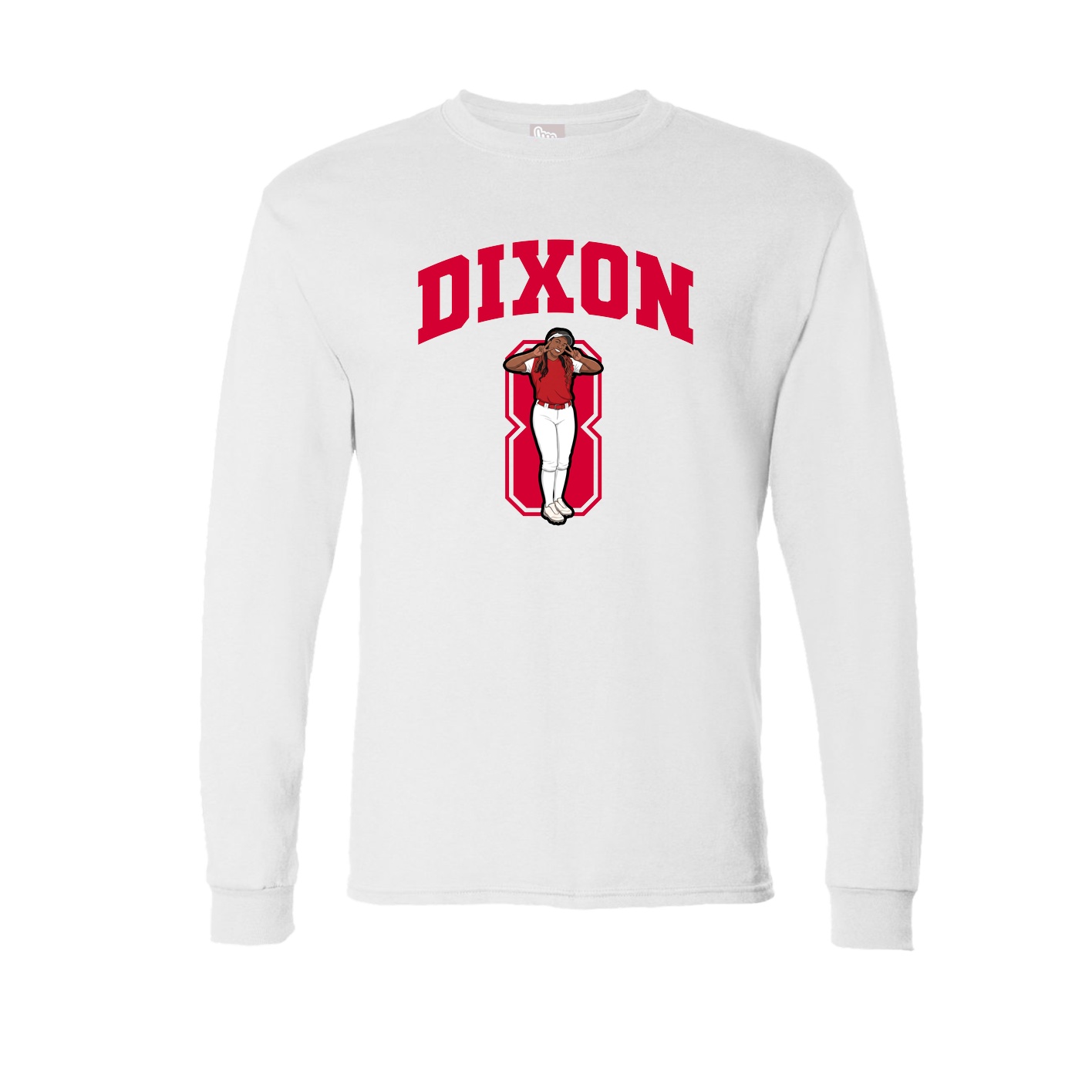 Long Sleeve Tee — Number in White