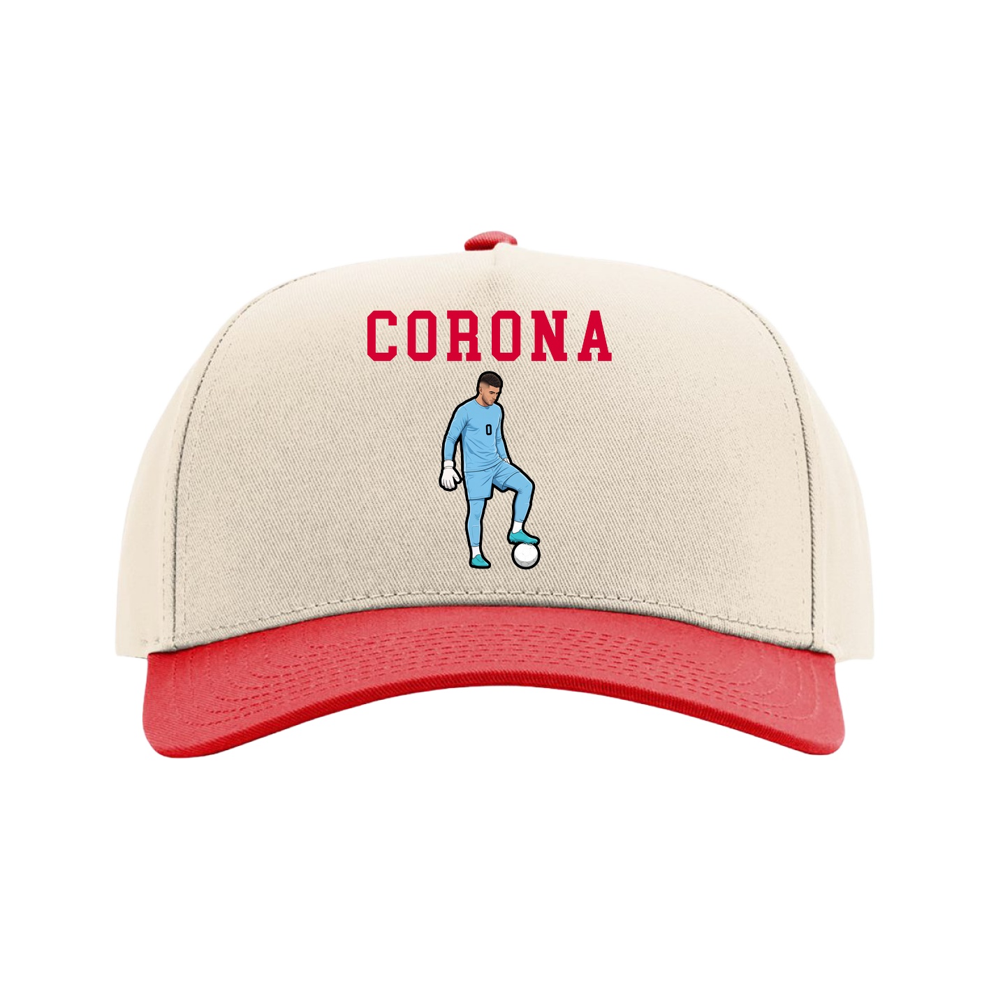 Full Fabric Five-Panel Champ Cap — Shirsey in Cream/Red