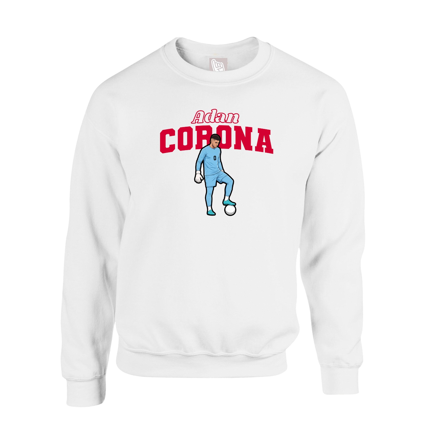 Fleece Crew — Name Arch in White