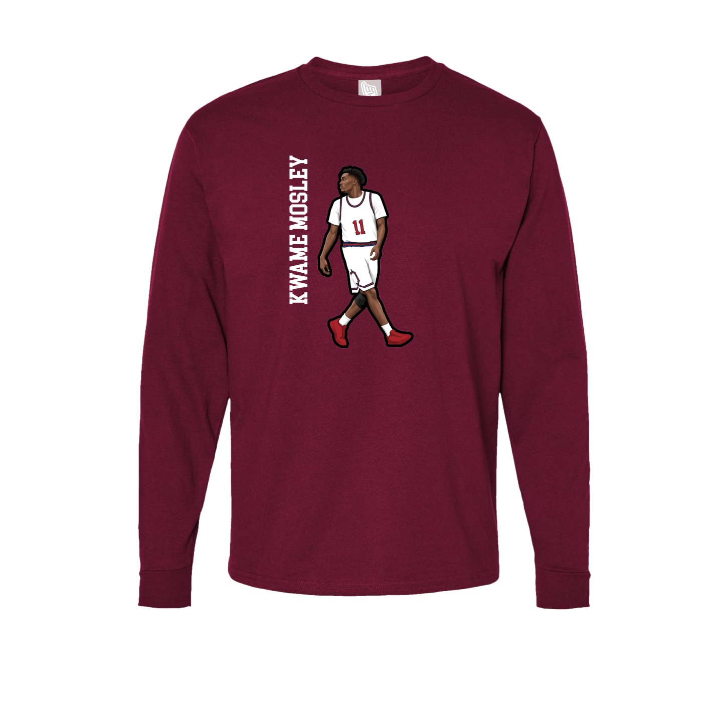 Long Sleeve Tee — Name Vertical in Cardinal