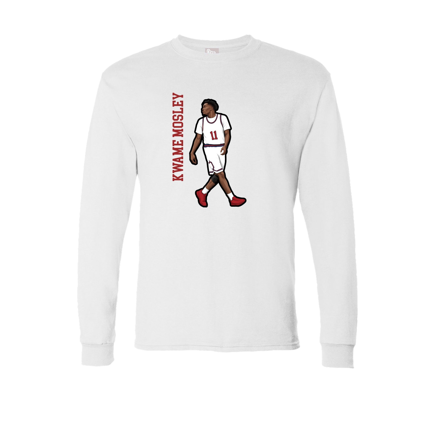 Long Sleeve Tee — Name Vertical in White
