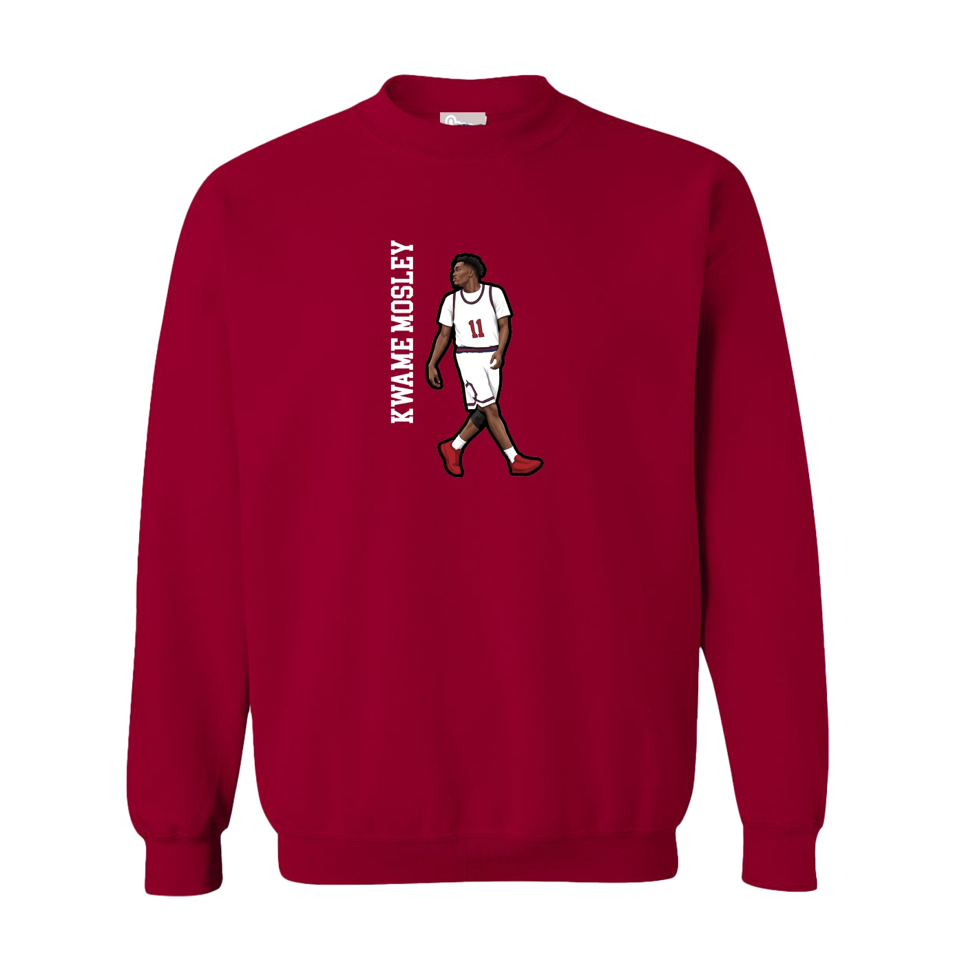 Fleece Crew — Name Vertical in Cardinal