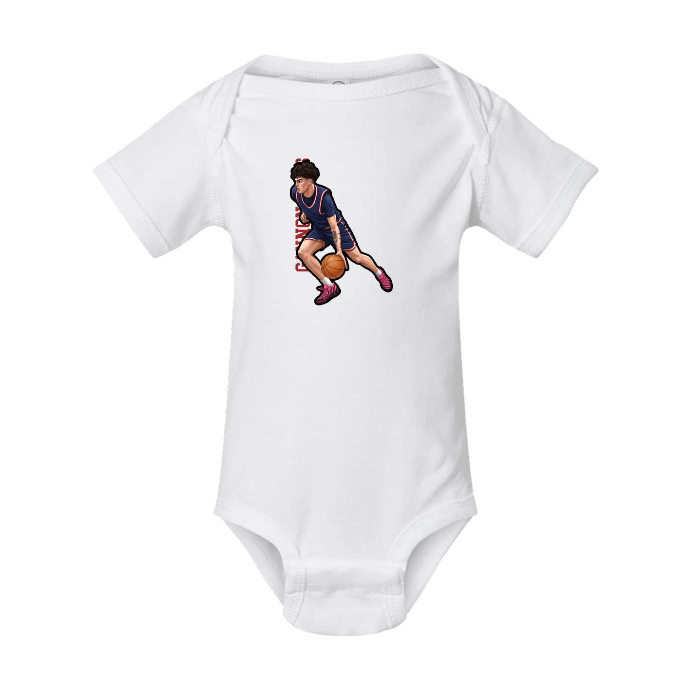 Baby Onesie — Name Vertical in White