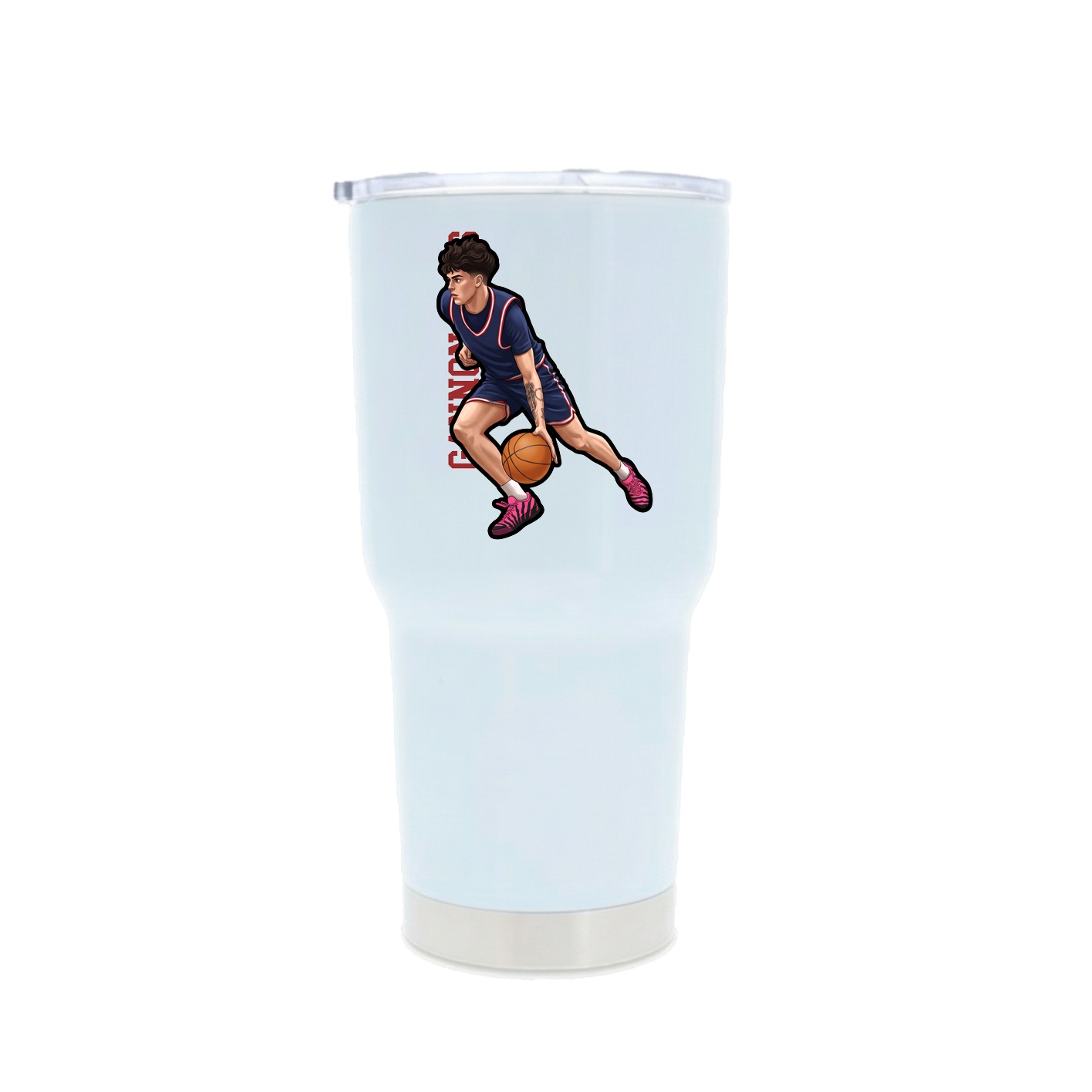 30oz Stainless Steel Tumbler — Name Vertical in White