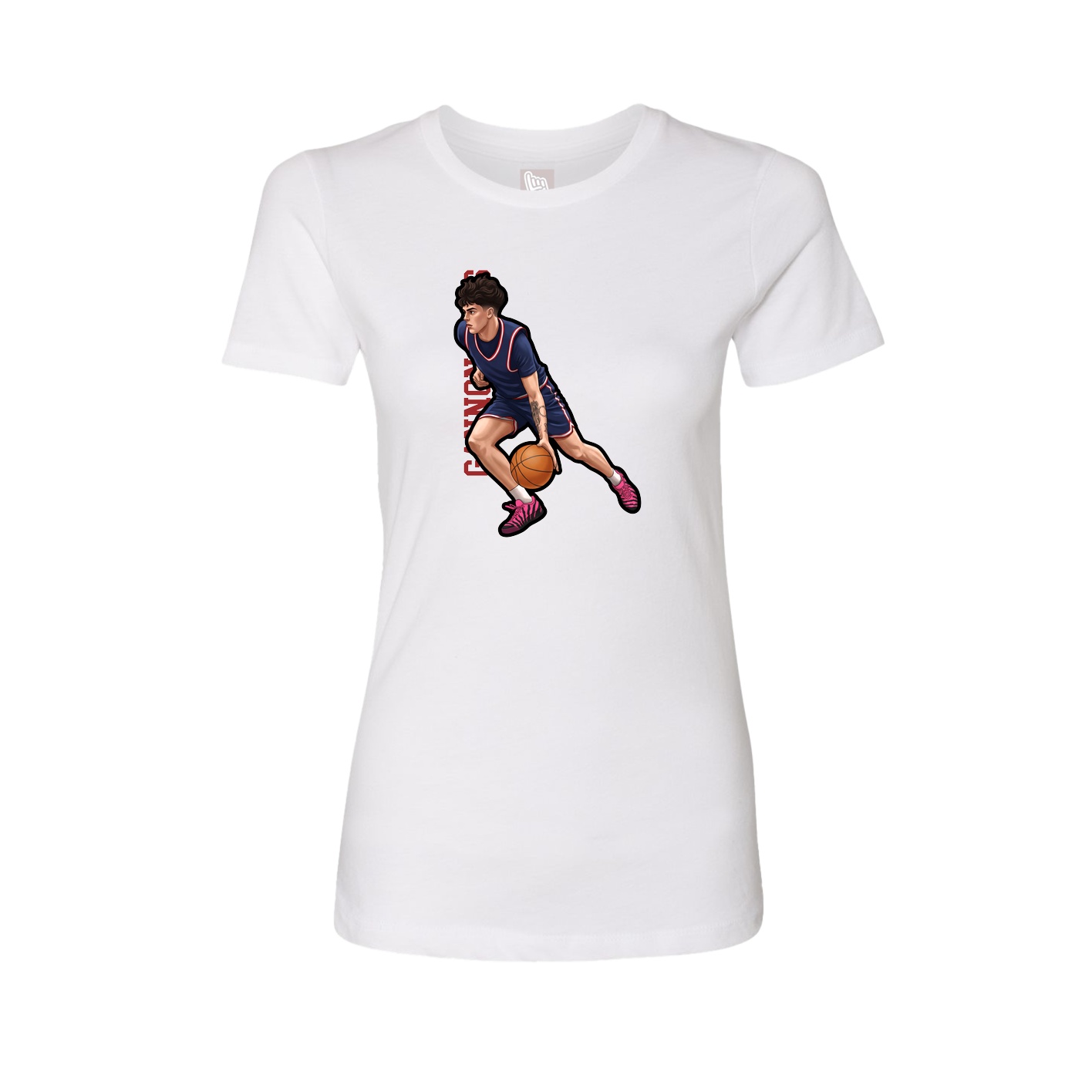 Fitted Women's Tee — Name Vertical in White