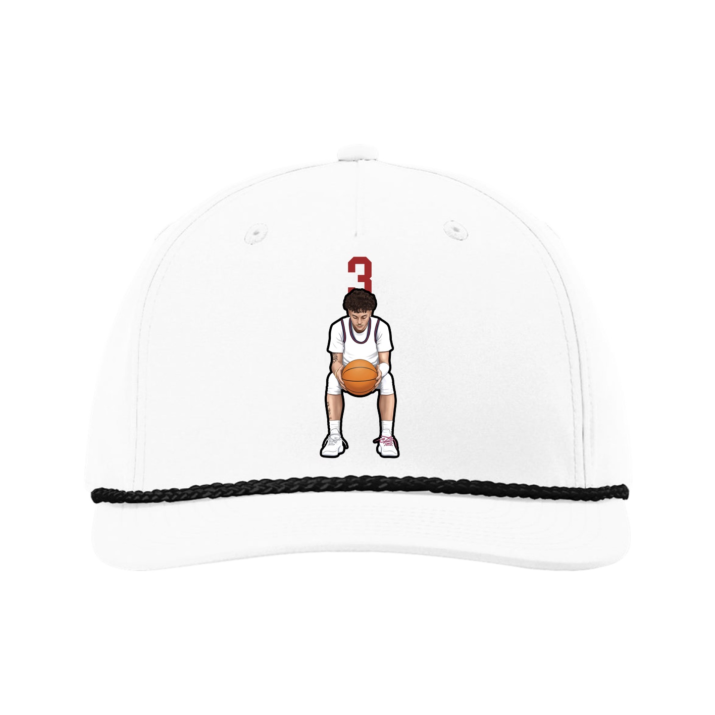 Five-Panel Classic Rope Cap — Number Top in White