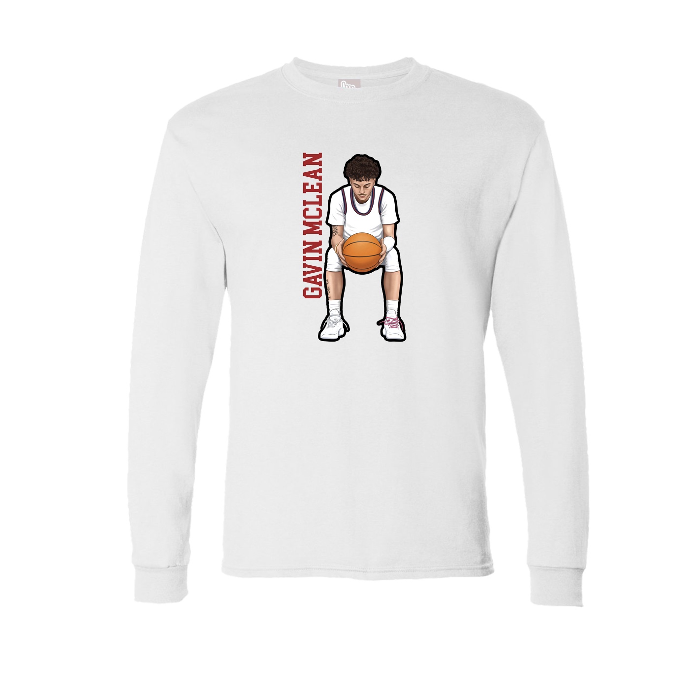 Long Sleeve Tee — Name Vertical in White