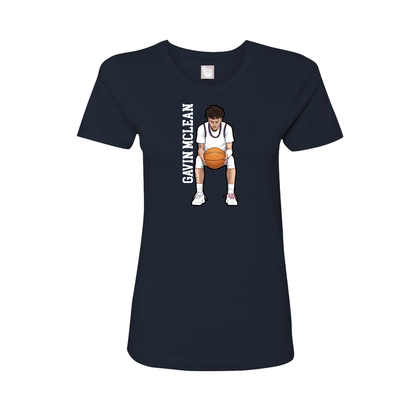 Fitted Women's Tee — Name Vertical in Navy