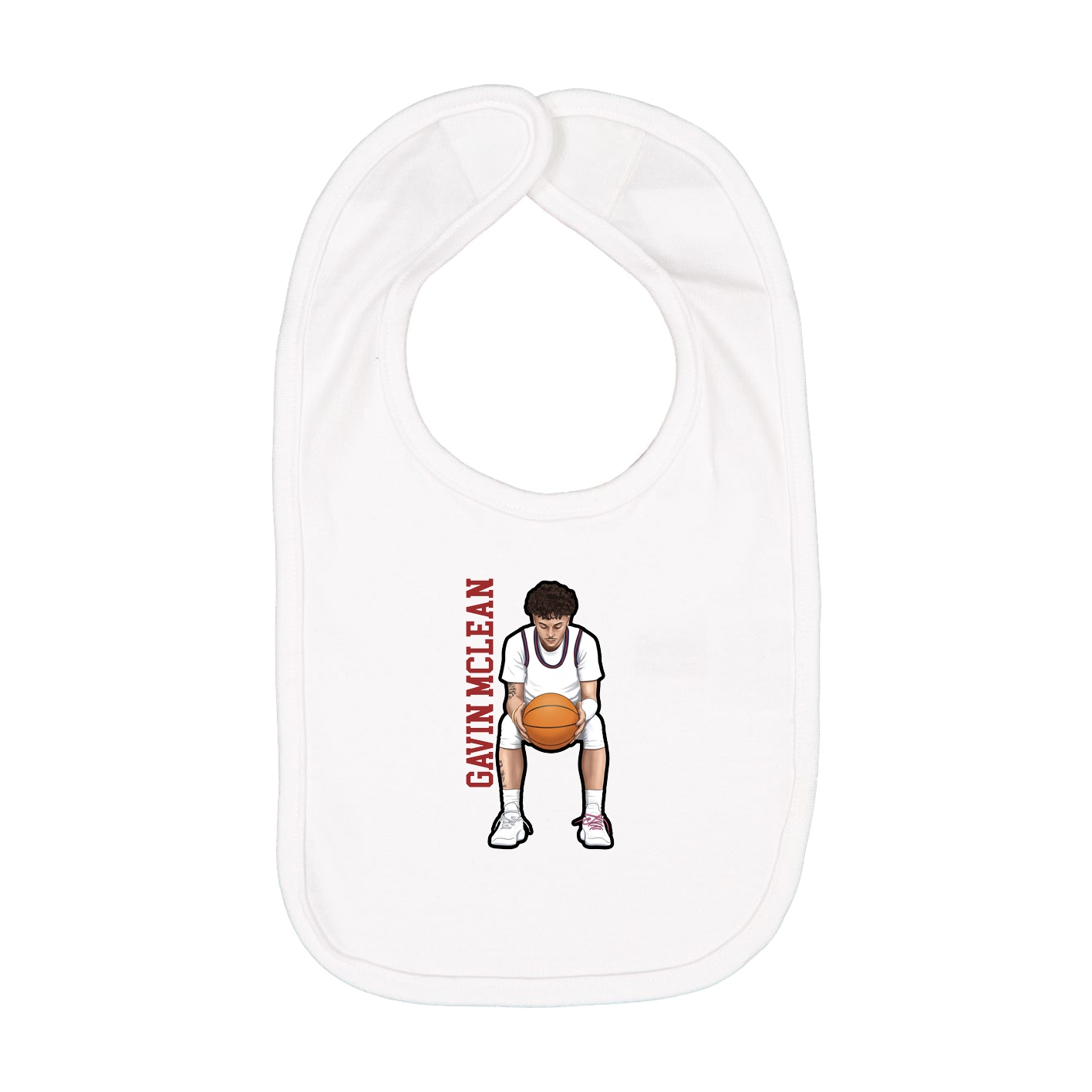 Infant Bib — Name Vertical in White