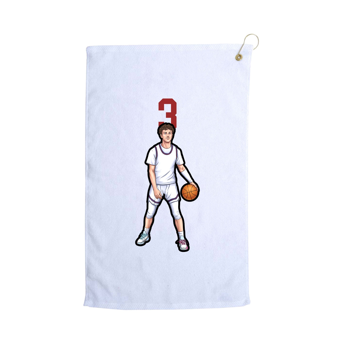 Golf Towel — Number Top in White