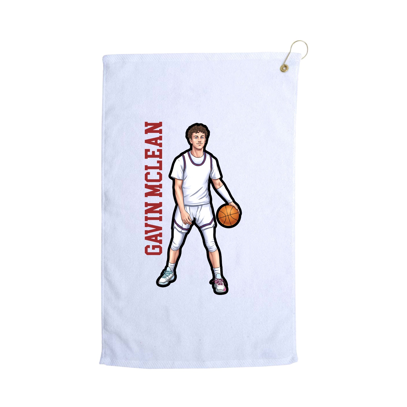 Golf Towel — Name Vertical in White