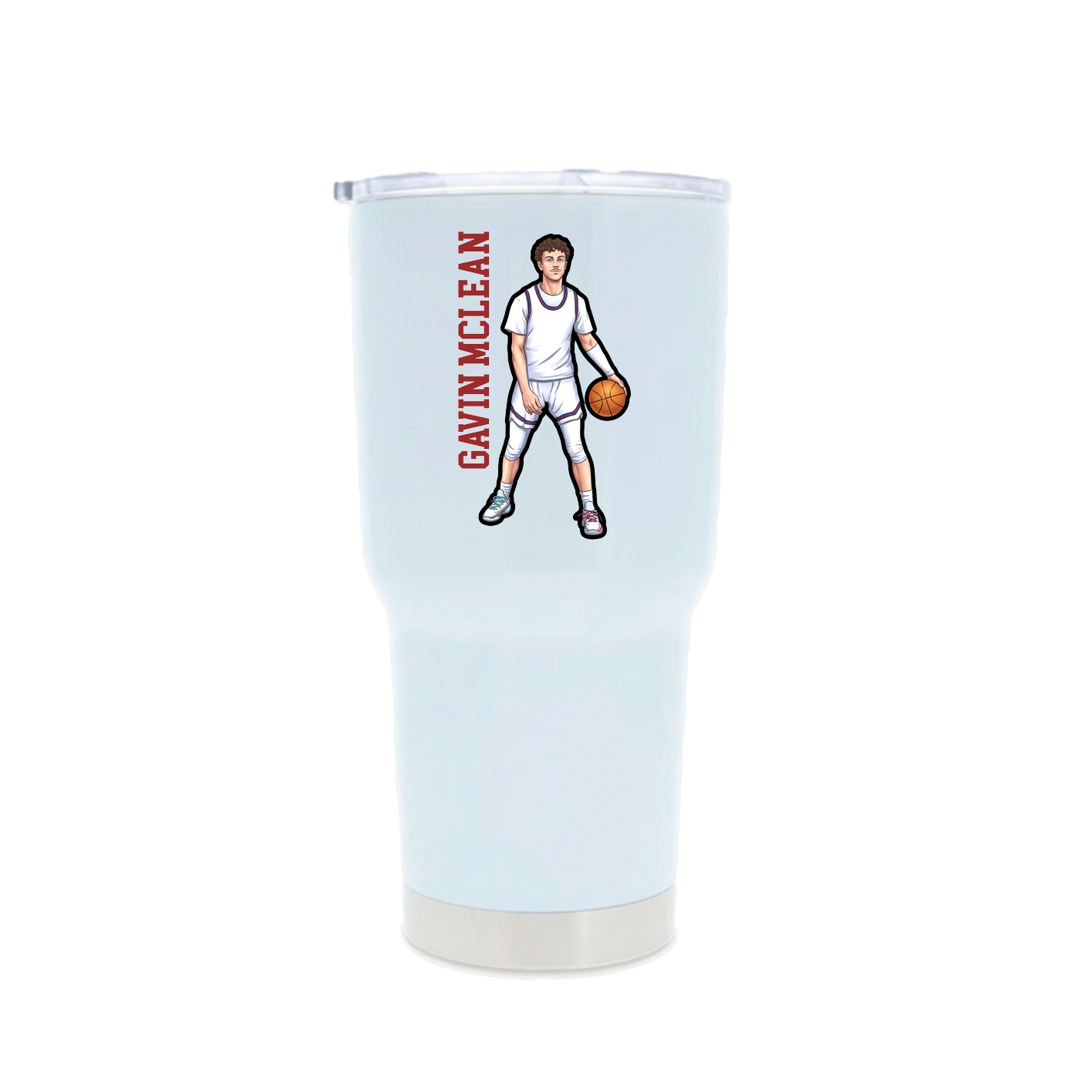 30oz Stainless Steel Tumbler — Name Vertical in White