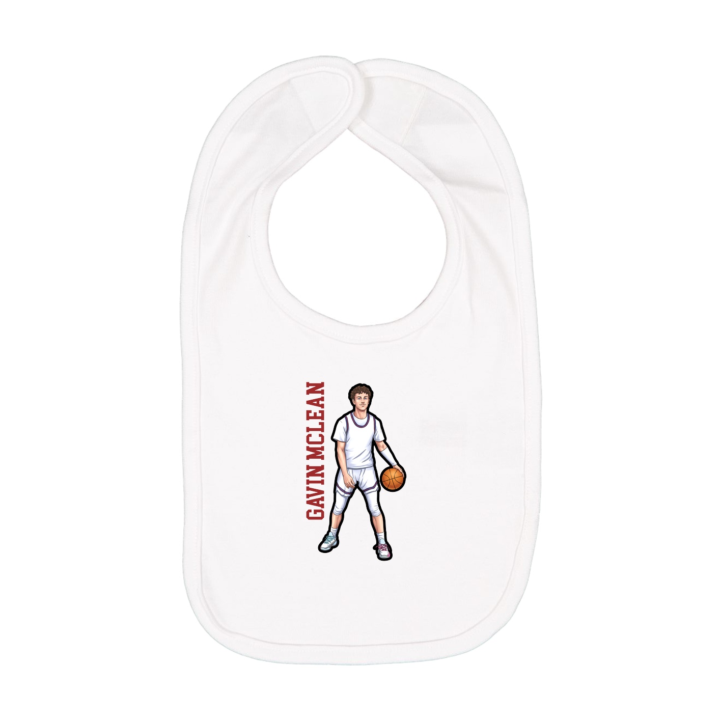 Infant Bib — Name Vertical in White