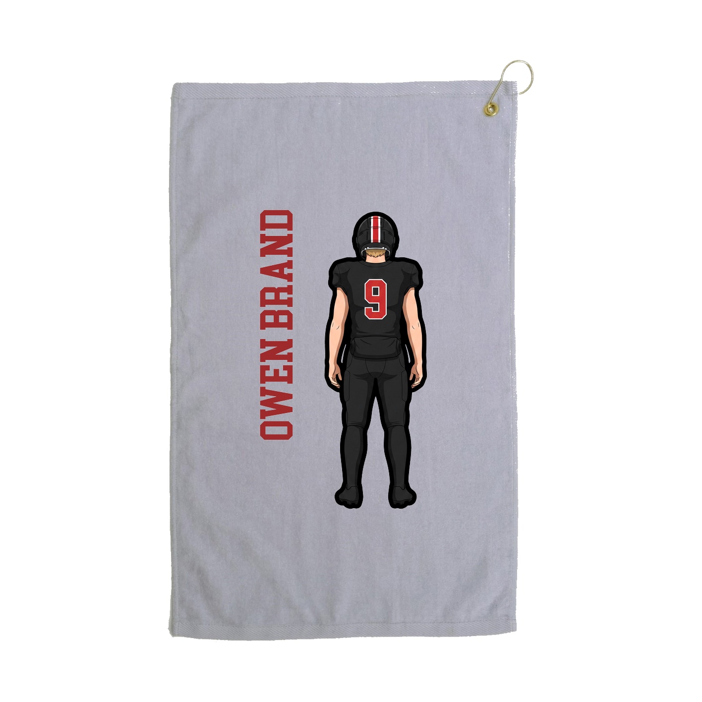 Golf Towel — Name Vertical in Grey