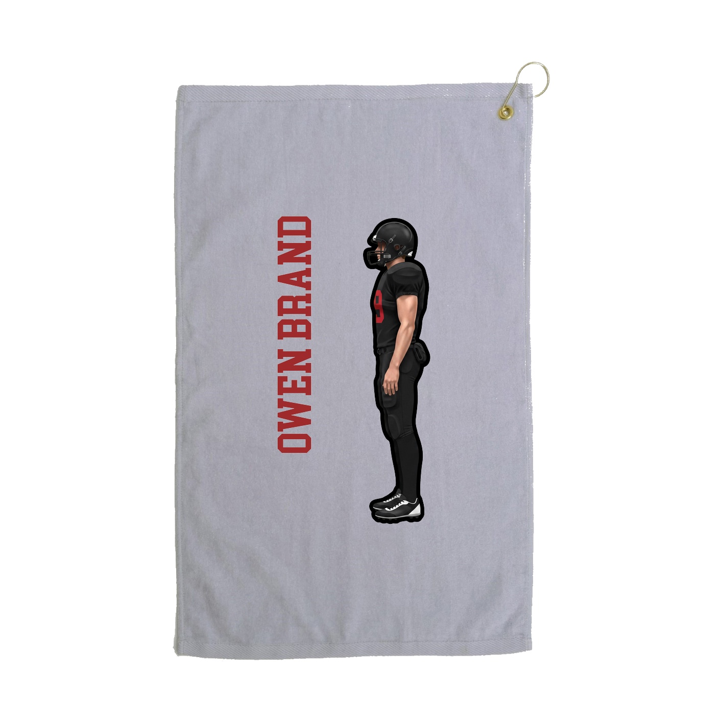 Golf Towel — Name Vertical in Grey
