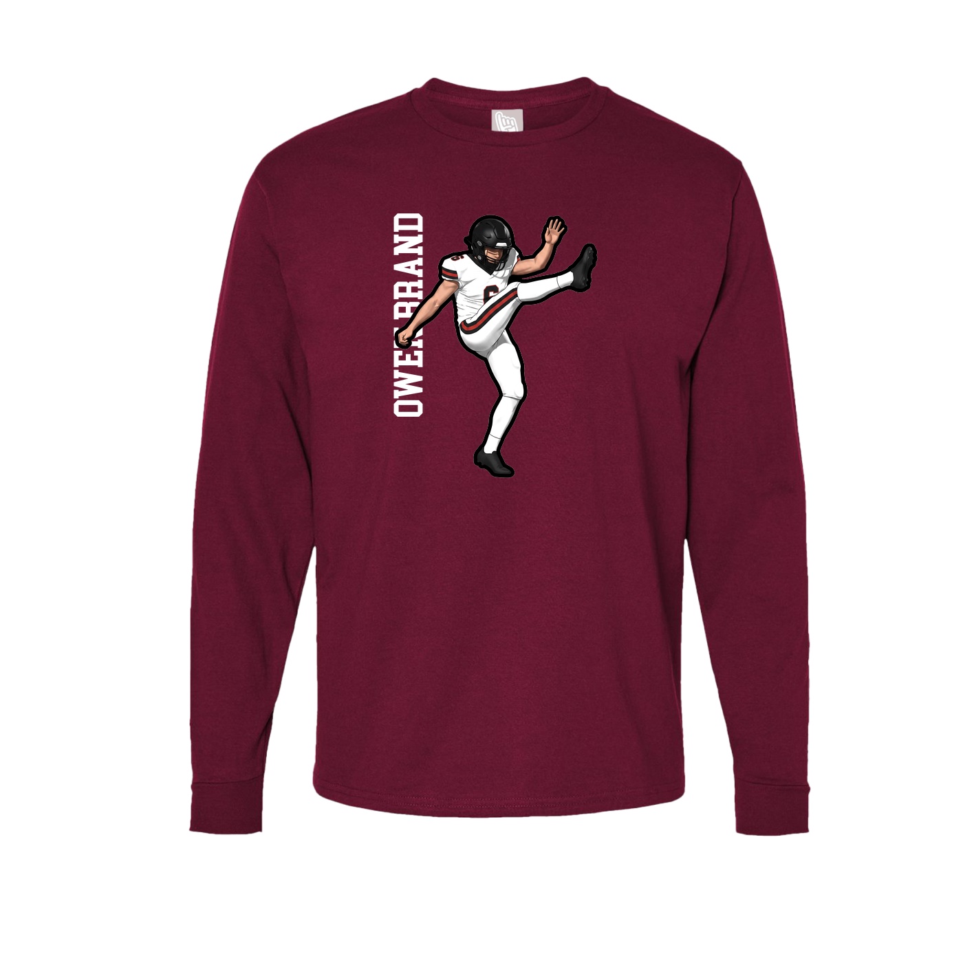 Long Sleeve Tee — Name Vertical in Cardinal