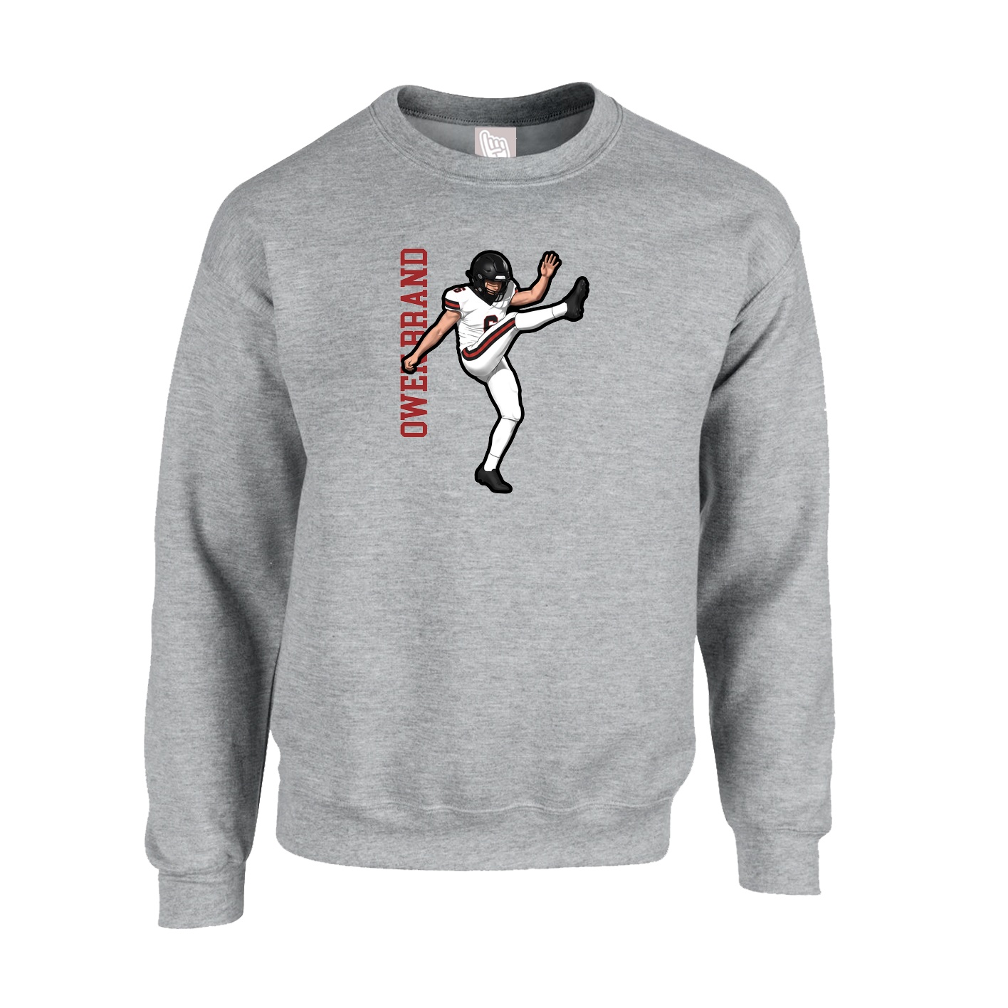 Fleece Crew — Name Vertical in Grey