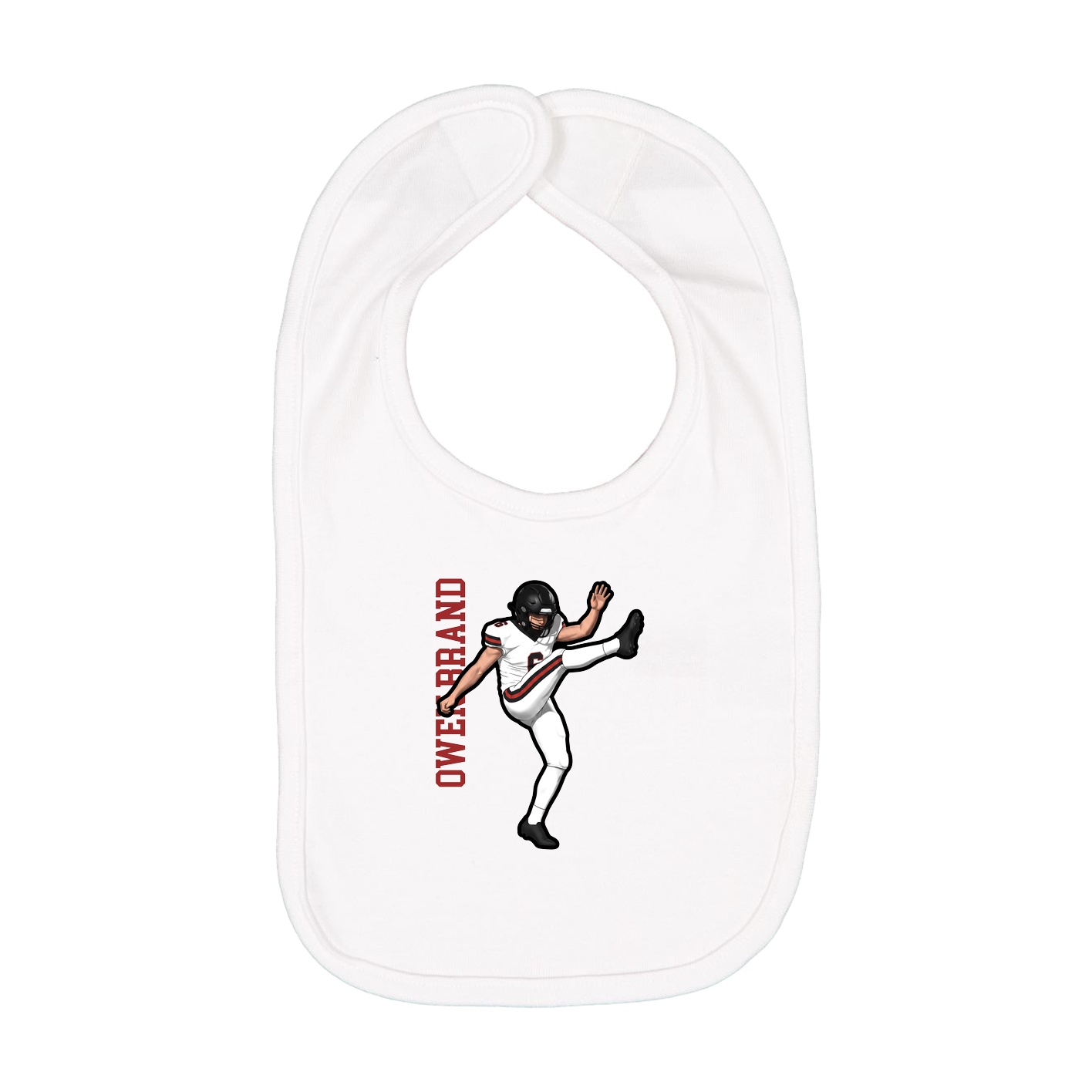 Infant Bib — Name Vertical in White