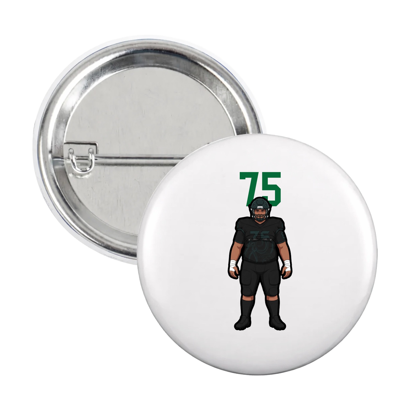 Game Day Button — Number Top in White