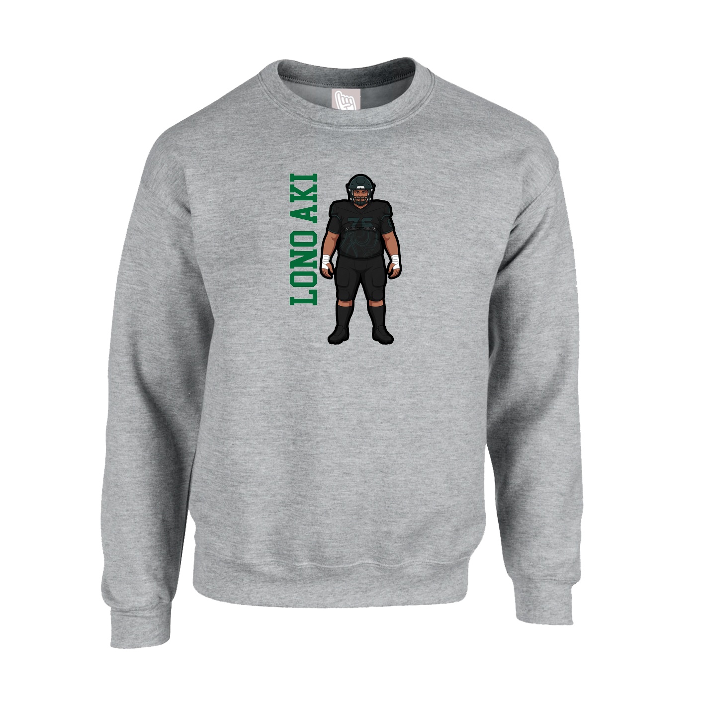 Fleece Crew — Name Vertical in Grey