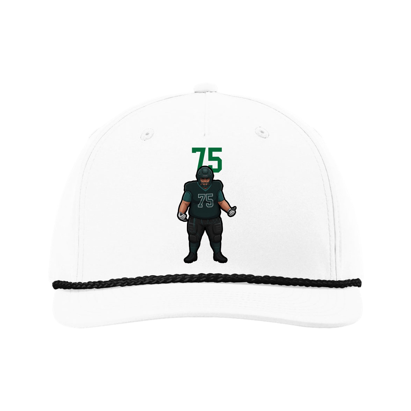 Five-Panel Classic Rope Cap — Number Top in White