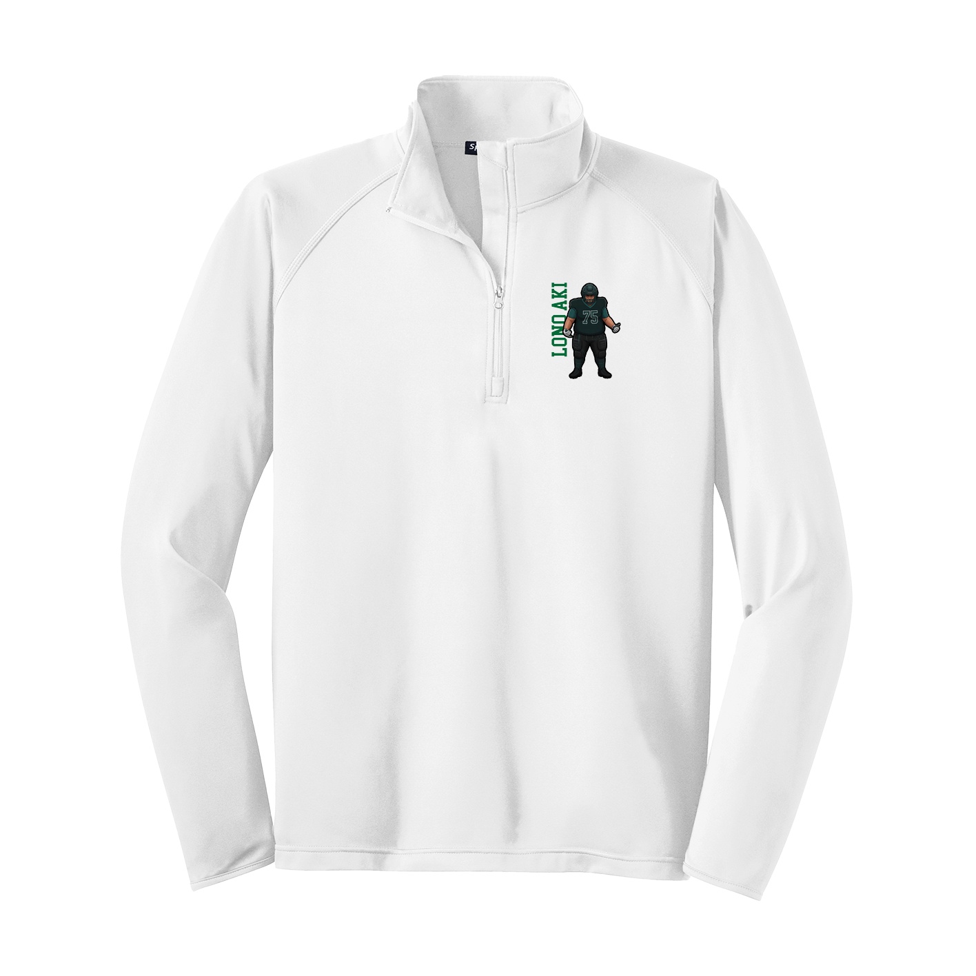 Q-Zip Pullover — Name Vertical in White