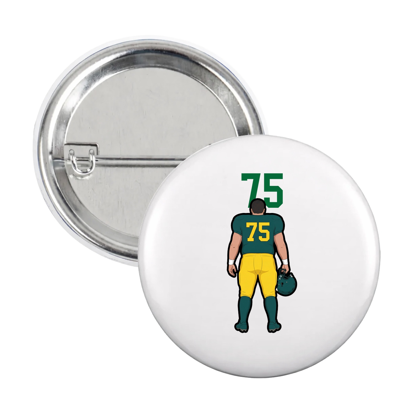 Game Day Button — Number Top in White