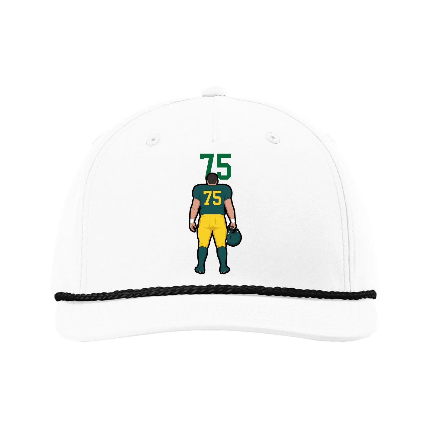 Five-Panel Classic Rope Cap — Number Top in White