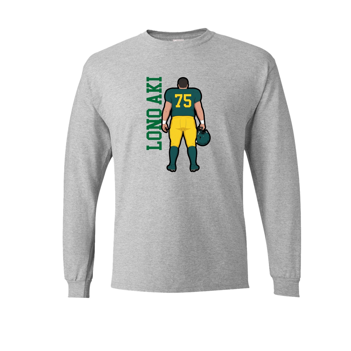 Long Sleeve Tee — Name Vertical in Grey