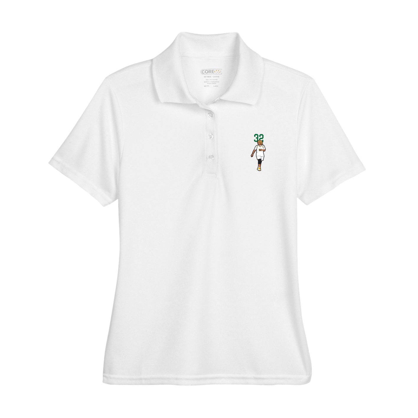 Womens Performance Polo — Number Top in White