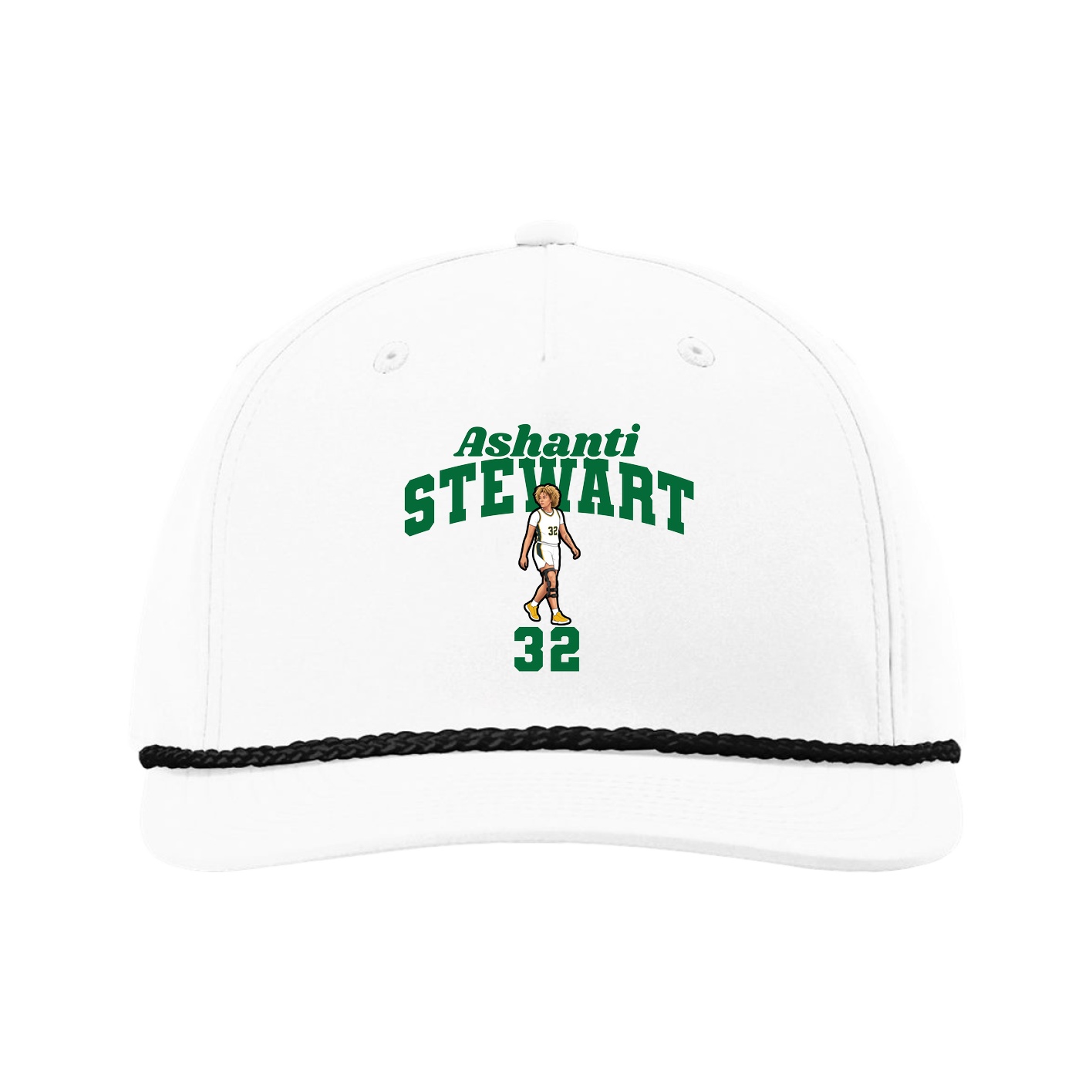 Five-Panel Classic Rope Cap — Signature Arch in White