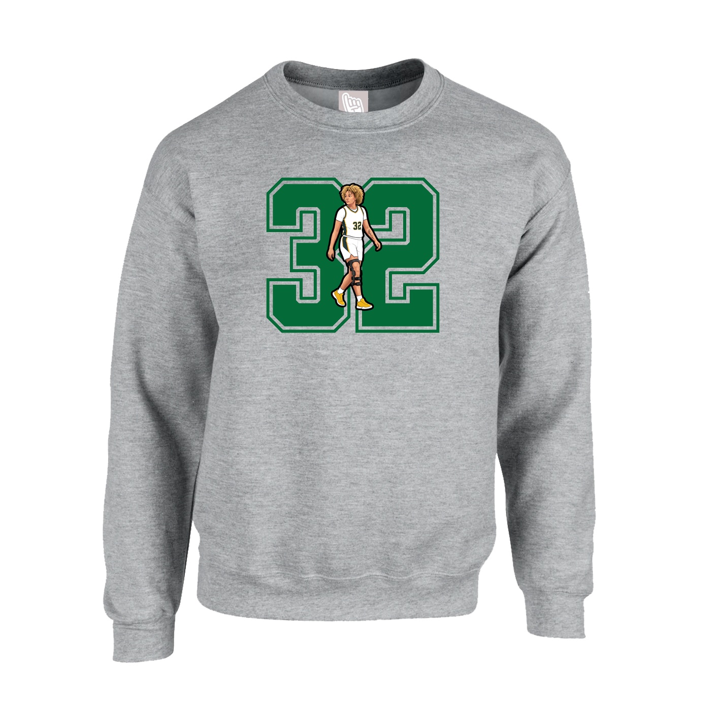 Fleece Crew — Number in Grey