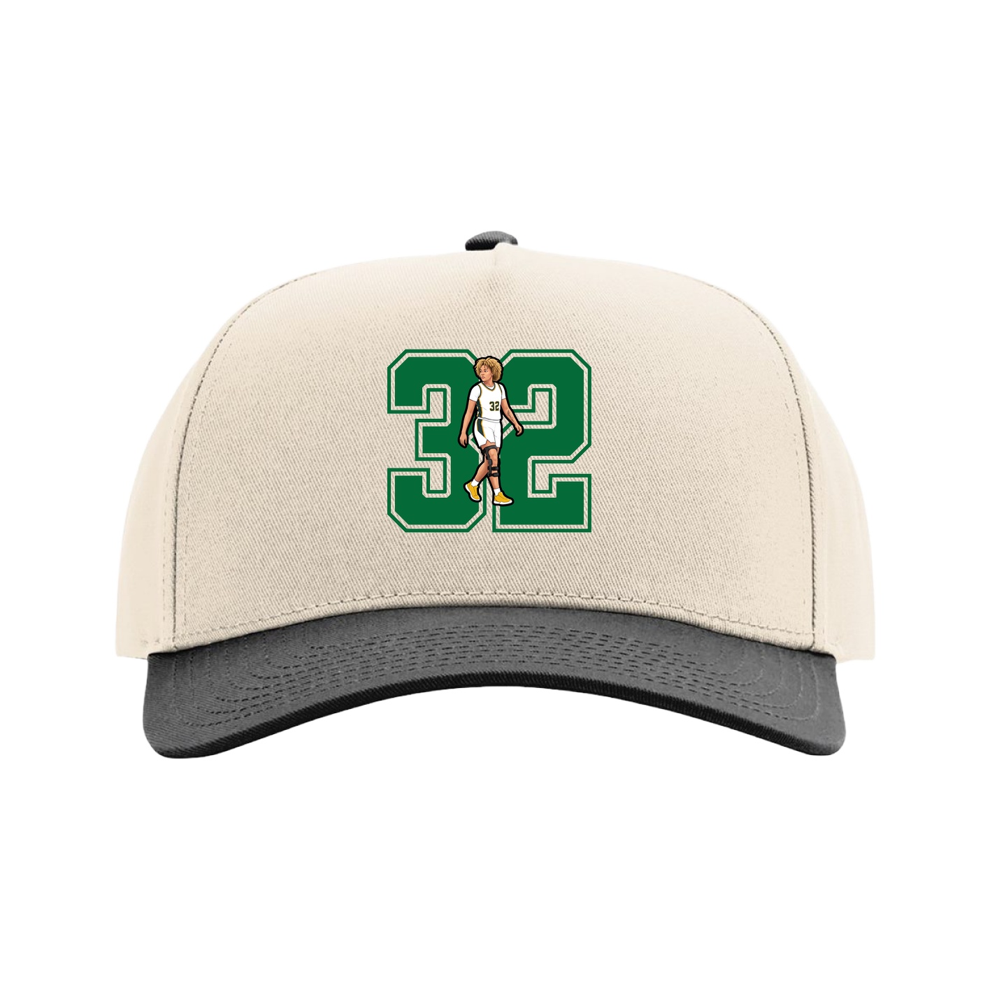Full Fabric Five-Panel Champ Cap — Number in Cream/Black