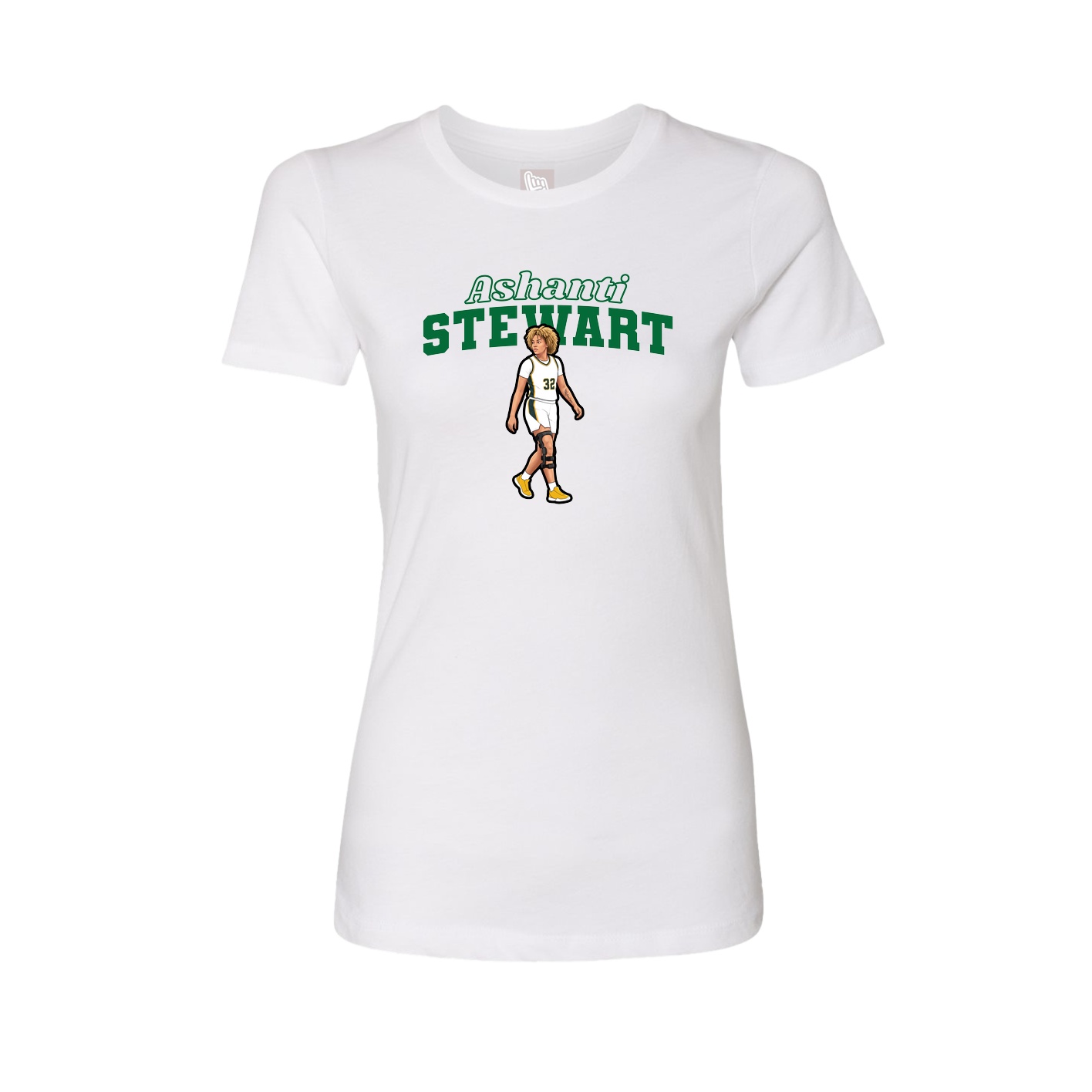 Womens Tee — Name Arch in White