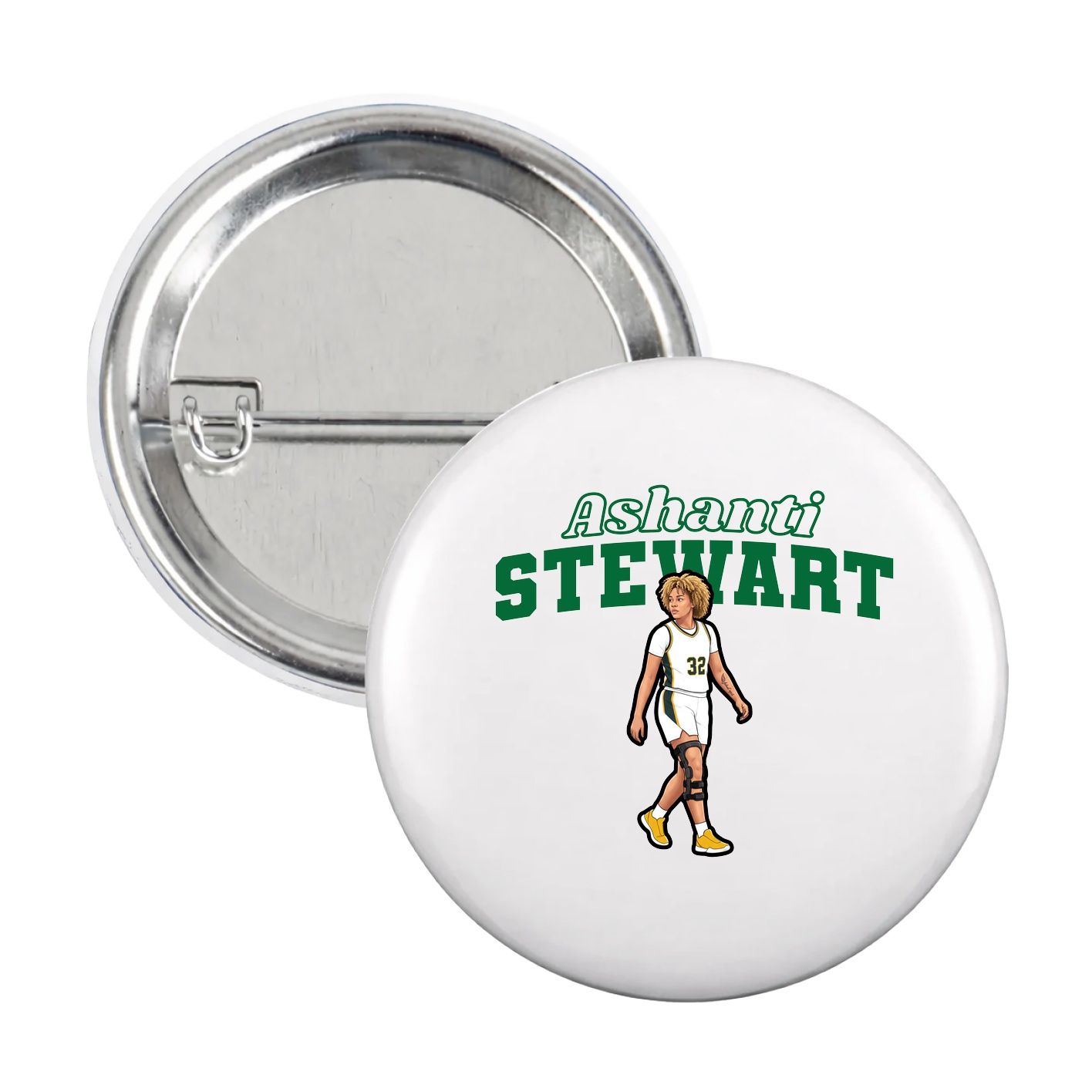 Game Day Button — Name Arch in White