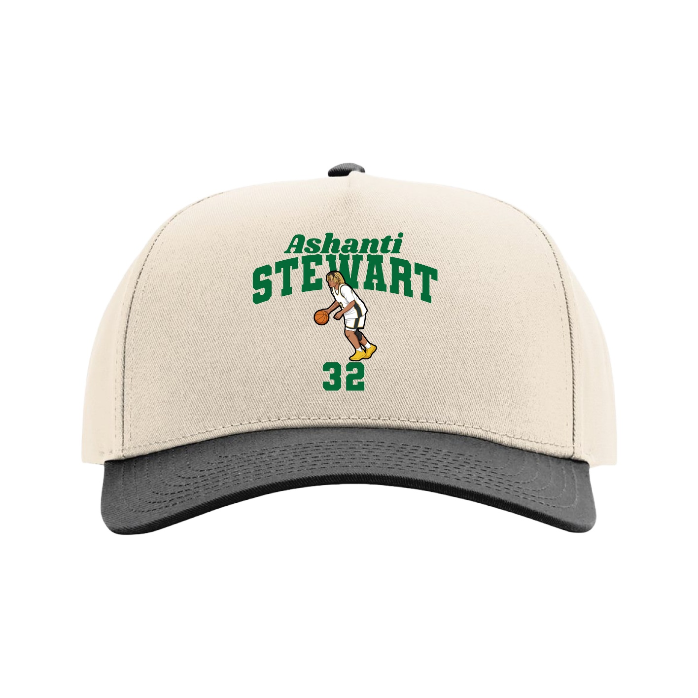 Full Fabric Five-Panel Champ Cap — Signature Arch in Cream/Black