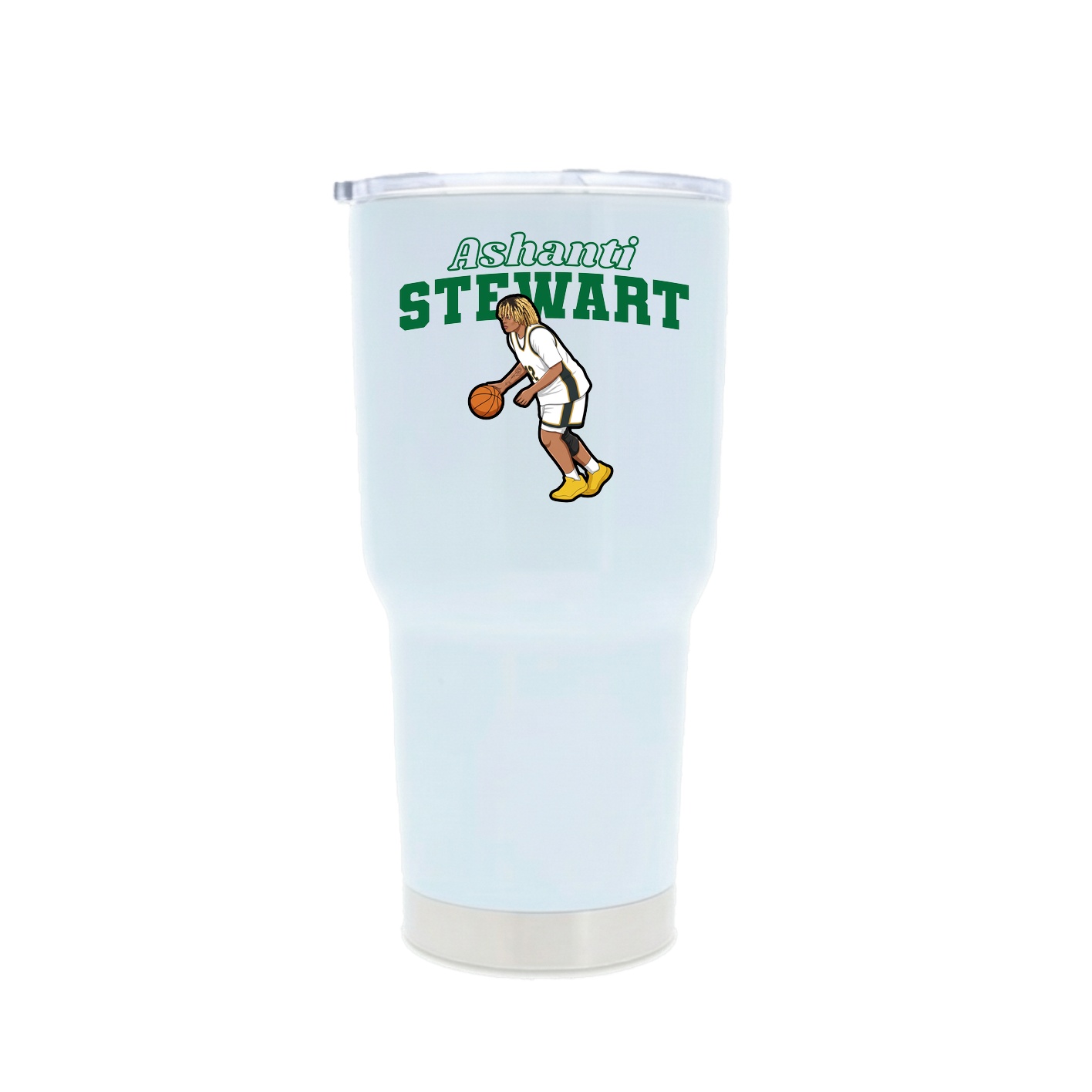 30oz Stainless Steel Tumbler — Name Arch in White