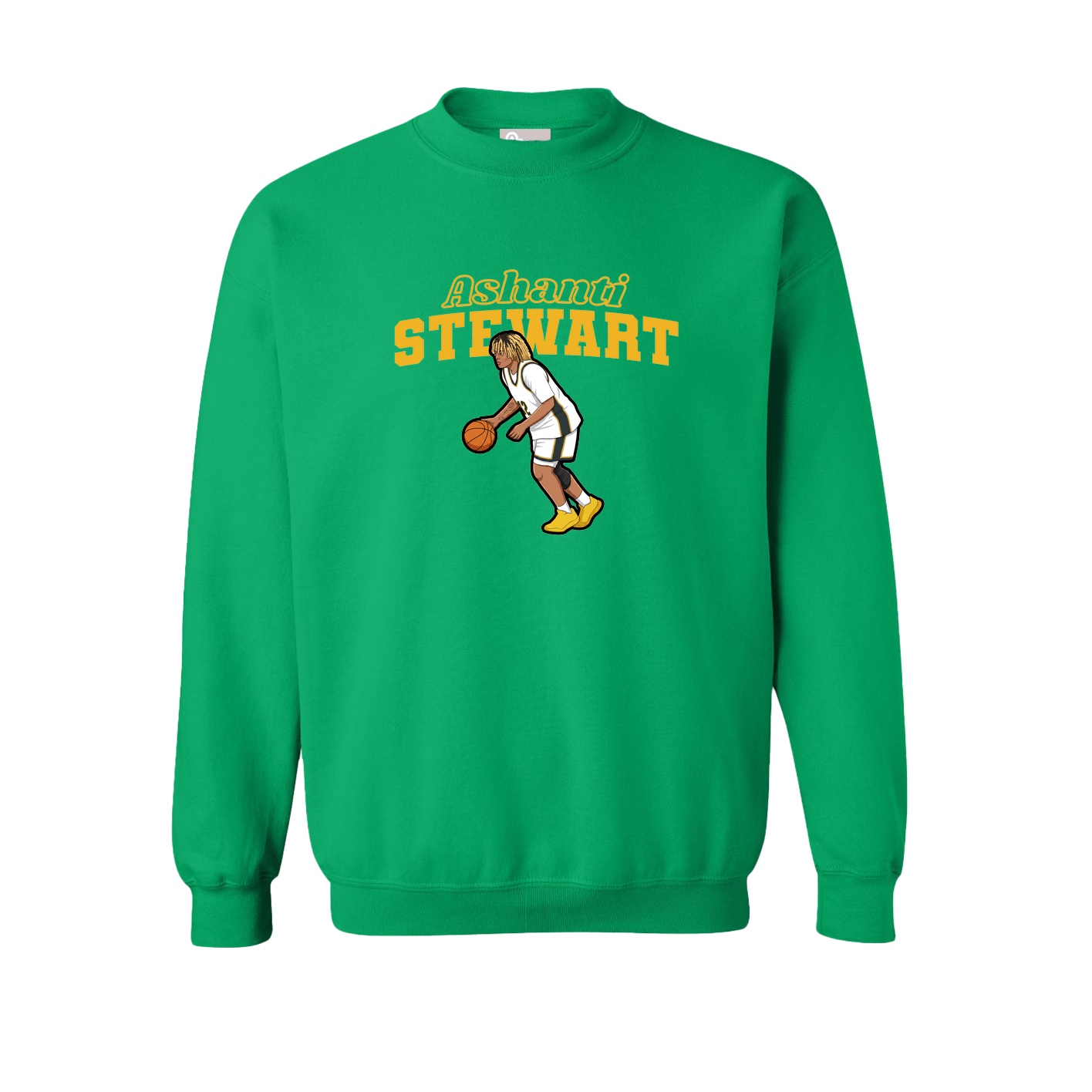 Fleece Crew — Name Arch in Green