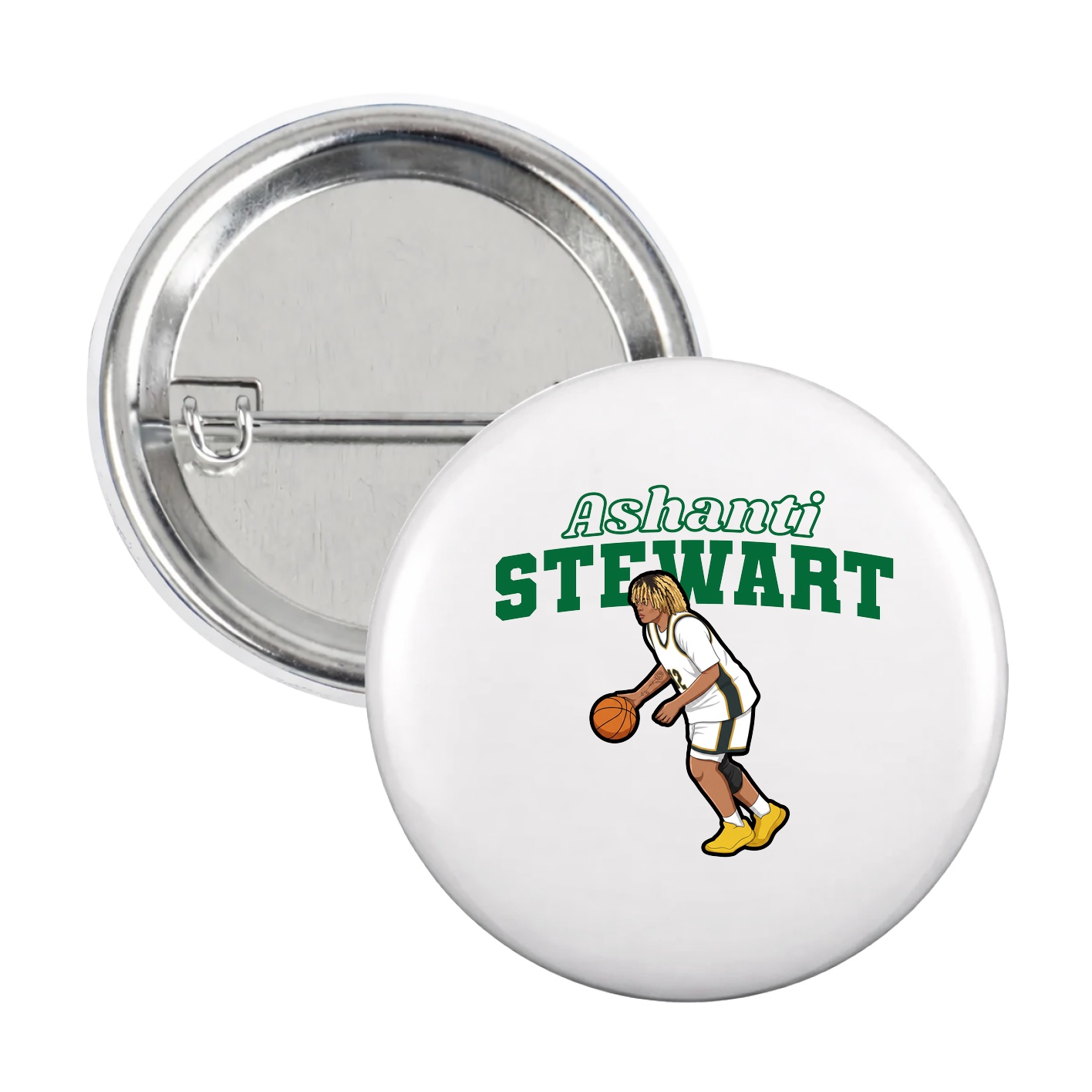 Game Day Button — Name Arch in White