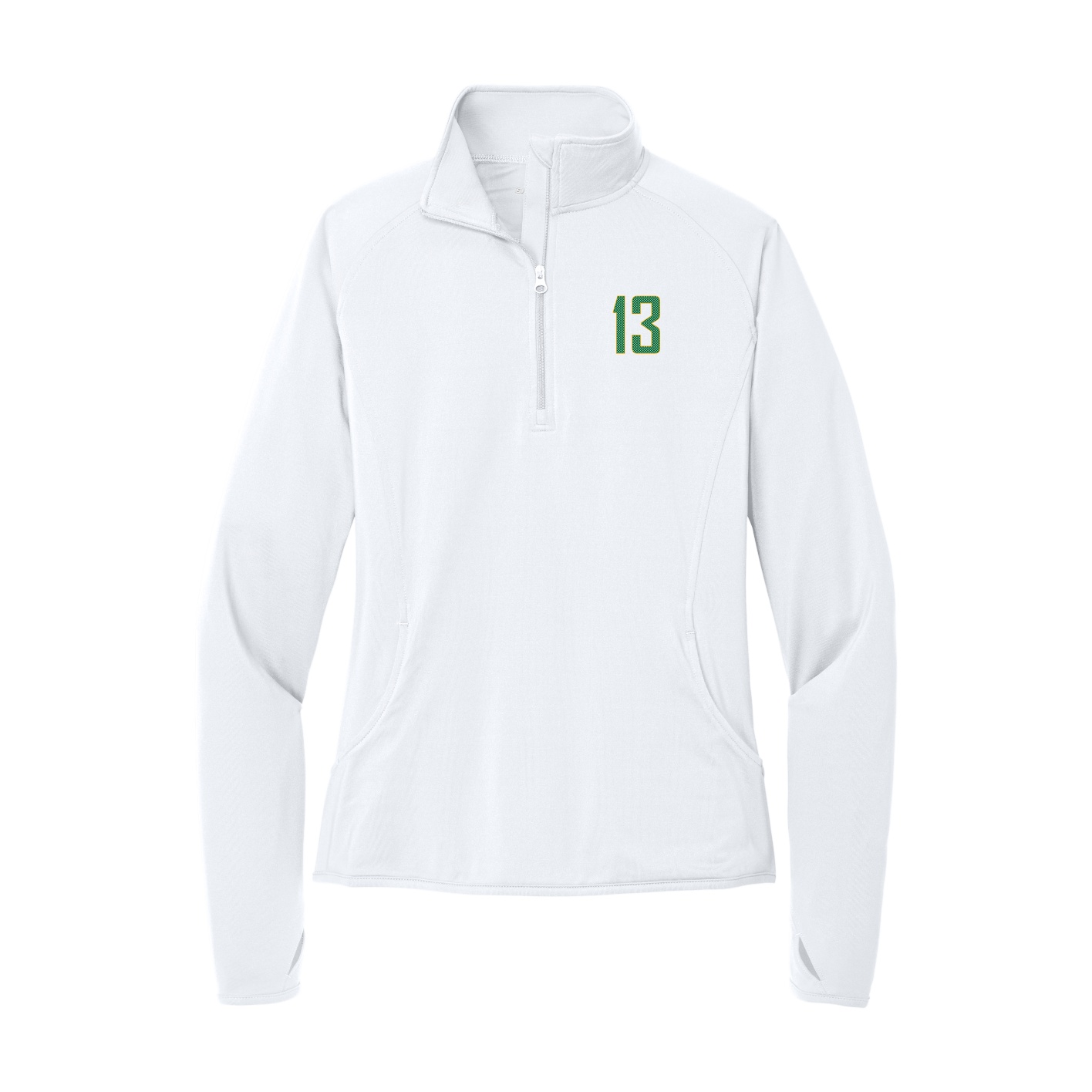 Women's Q-Zip Pullover — Front Shirsy in White