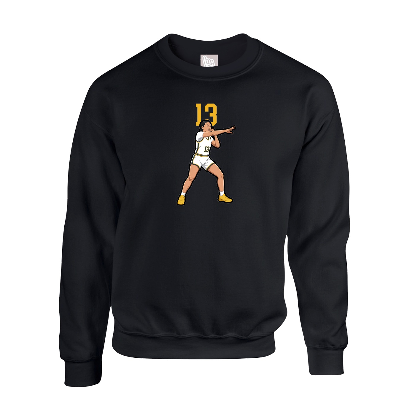 Fleece Crew — Number Top in Black