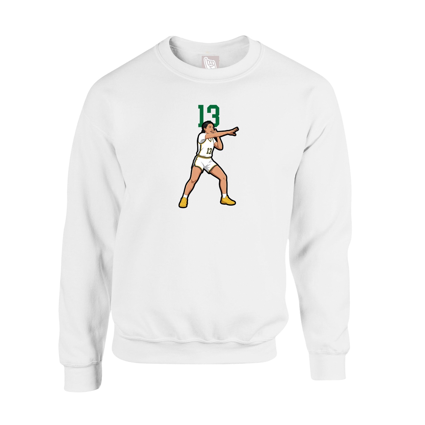Fleece Crew — Number Top in White